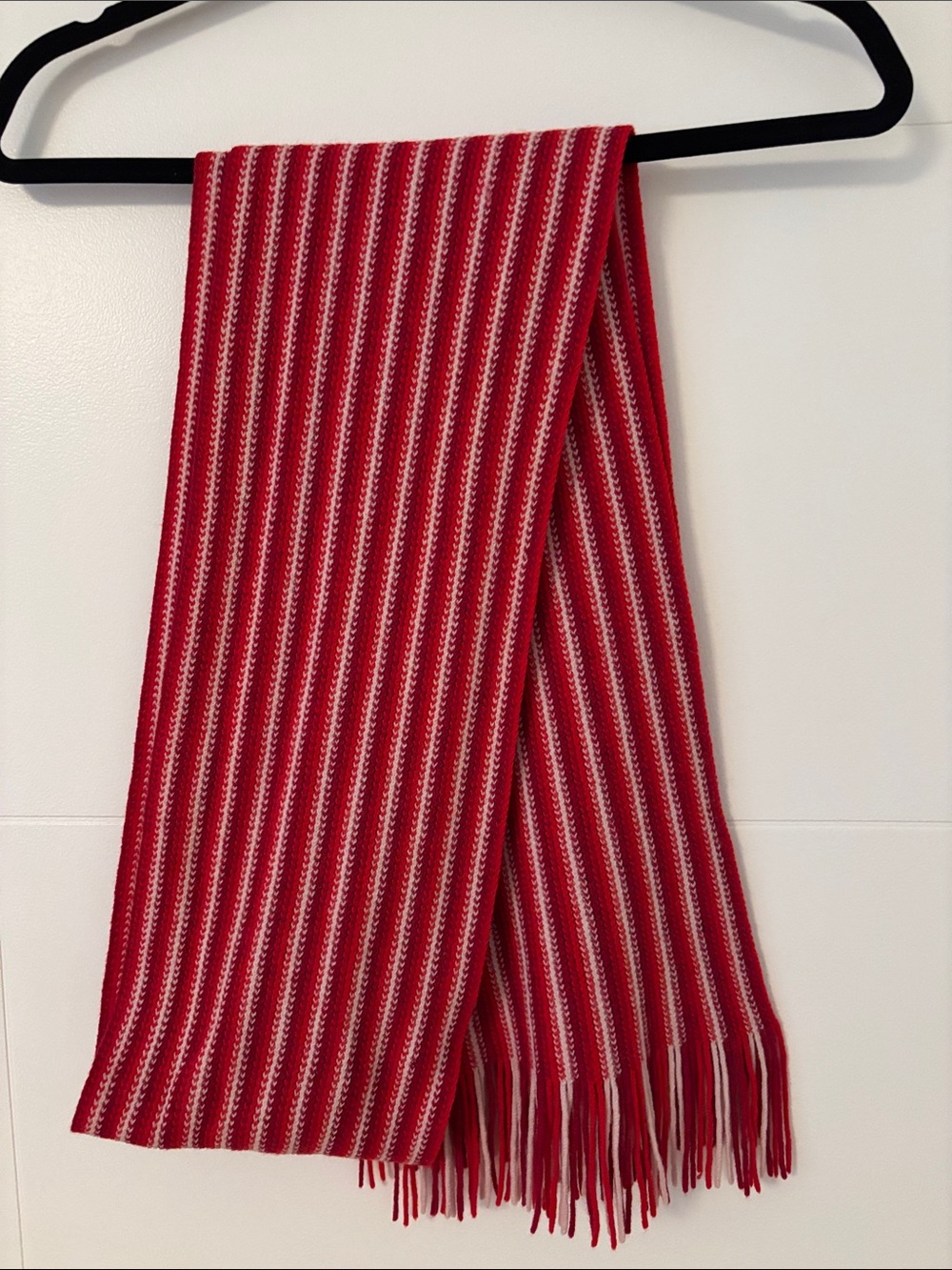 Classic Red Striped Knit Scarf